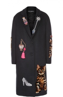 Пальто прямого кроя с контрастной декоративной отделкой Dolce &amp; Gabbana