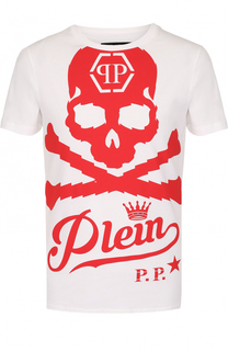 Хлопковая футболка с контрастным принтом Philipp Plein