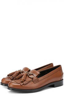 Кожаные лоферы с бахромой и декорированной пряжкой Tod’s