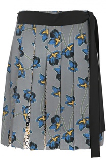 Шелковая мини-юбка в складку с поясом и цветочным принтом Dorothee Schumacher