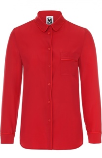 Шелковая блуза прямого кроя с накладным карманом M Missoni