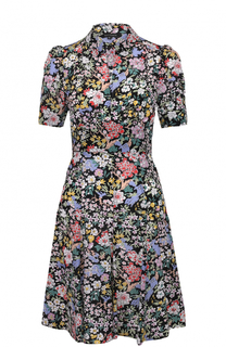 Шелковое приталенное платье-рубашка с цветочным принтом Tara Jarmon
