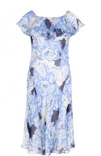 Шелковое платье с цветочным принтом и открытыми плечами Polo Ralph Lauren
