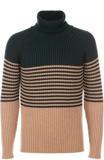 Шерстяной свитер с высоким горлом в контрастную полоску Moncler