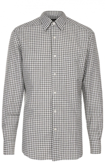 Рубашка из смеси хлопка и льна с воротником кент Ermenegildo Zegna