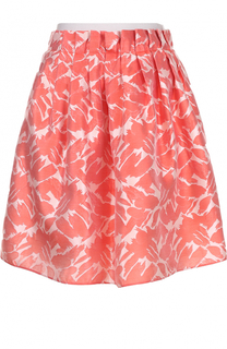 Мини-юбка с цветочным принтом и контрастным поясом Armani Collezioni