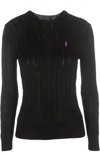 Приталенный вязаный пуловер с вышитым логотипом бренда Polo Ralph Lauren