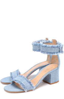 Босоножки Kiki из денима на устойчивом каблуке Gianvito Rossi