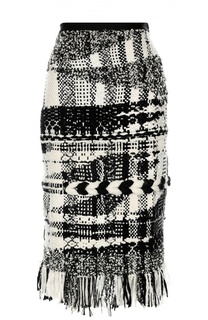 Буклированная юбка-карандаш с бахромой Oscar de la Renta