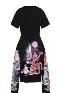 Приталенное платье-миди асимметричного кроя с принтом Mm6