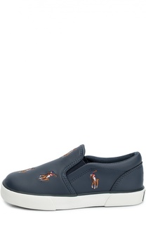 Слипоны из эко-кожи с нашивками Polo Ralph Lauren