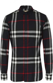 Хлопковая рубашка с воротником button-down Burberry
