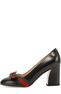 Кожаные туфли Aline с бантом Gucci
