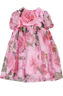 Платье из шелка с цветочным принтом Dolce &amp; Gabbana