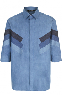 Рубашка свободного кроя из смеси хлопка и шелка с контрастной отделкой Neil Barrett