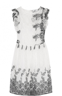 Кружевной мини-платье с цветочной вышивкой Blugirl