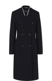 Приталенное двубортное пальто в полоску Giorgio Armani