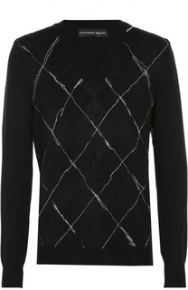 Джемпер из смеси шерсти и шелка с контрастной прострочкой Alexander McQueen