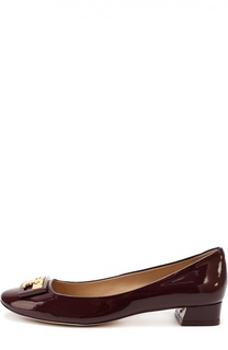 Лаковые туфли с пряжкой на низком каблуке Tory Burch