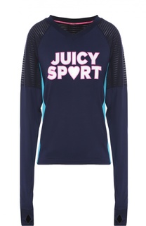 Пуловер свободного кроя с удлиненным рукавом и ярким принтом Juicy Couture