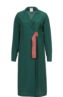 Шелковое платье-рубашка прямого кроя с контрастной отделкой Stella Jean