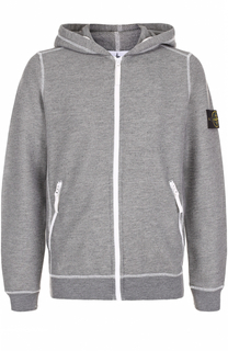 Хлопковая толстовка на молнии с капюшоном Stone Island
