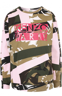 Хлопковый свитшот с принтом и надписью Kenzo