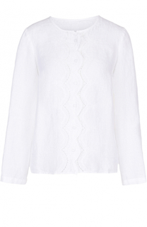 Льняная блуза свободного кроя с кружевной отделкой 120% Lino