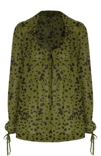 Шелковый топ с длинным рукавом и круглым вырезом Escada