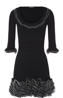 Мини-платье с укороченным рукавом и оборками Alexander McQueen