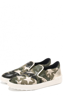 Текстильные слипоны Camustars с отделкой из натуральной кожи Valentino