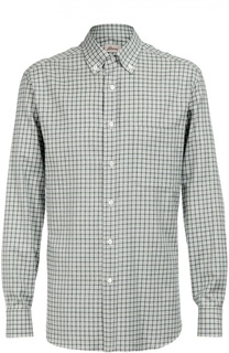 Хлопковая рубашка с воротником button down Brioni