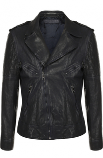 Кожаная косуха на молнии с декоративной прострочкой Neil Barrett