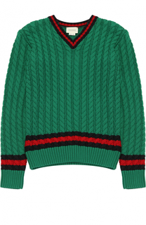 Пуловер фактурной вязки с контрастной отделкой Gucci