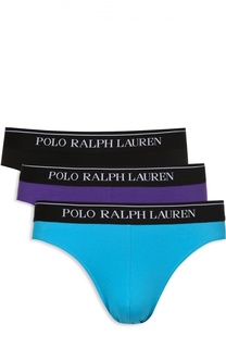 Комплект из трех хлопковых брифов с широкой резинкой Ralph Lauren