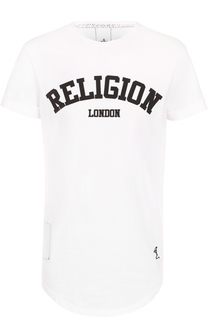 Хлопковая футболка с контрастной надписью Religion