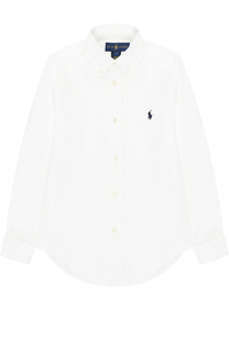 Льняная рубашка с воротником button down и логотипом бренда Polo Ralph Lauren