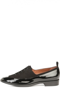 Лаковые ботинки с замшевыми вставками Armani Collezioni