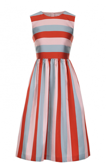 Приталенное платье-миди в контрастную полоску REDVALENTINO