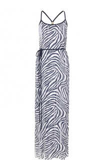 Плиссированное платье-макси с контрастным принтом MICHAEL Michael Kors