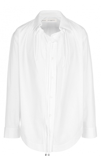 Хлопковая блуза прямого кроя с защипами Aquilano Rimondi