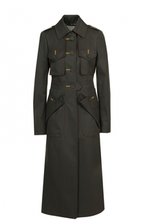 Приталенное пальто с контрастной прострочкой и накладными карманами Marco de Vincenzo