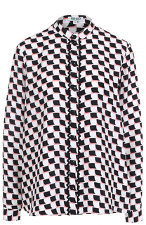 Шелковая блуза свободного кроя с контрастным принтом Kenzo