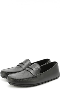 Кожаные мокасины с тиснением Gucci
