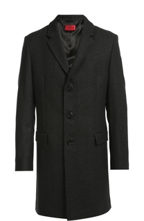 Однобортное пальто с добавлением шерсти HUGO