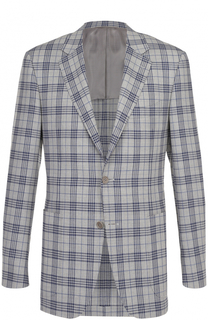Шерстяной однобортный пиджак в клетку Canali