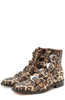 Кожаные ботинки с заклепками и рисунком под леопарда Givenchy