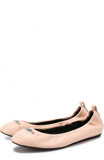 Кожаные балетки с логотипом бренда Lanvin