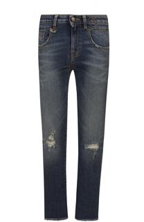 Укороченные джинсы-скинни с потертостями R13