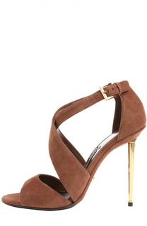 Замшевые босоножки Metal Heel на шпильке Tom Ford